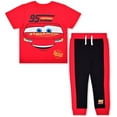 thumbnail image 1 of Cars Lightning McQueen Boys 2 Piece Roleplay Short Sleeve Jogger Set, Toddler, 1 of 5