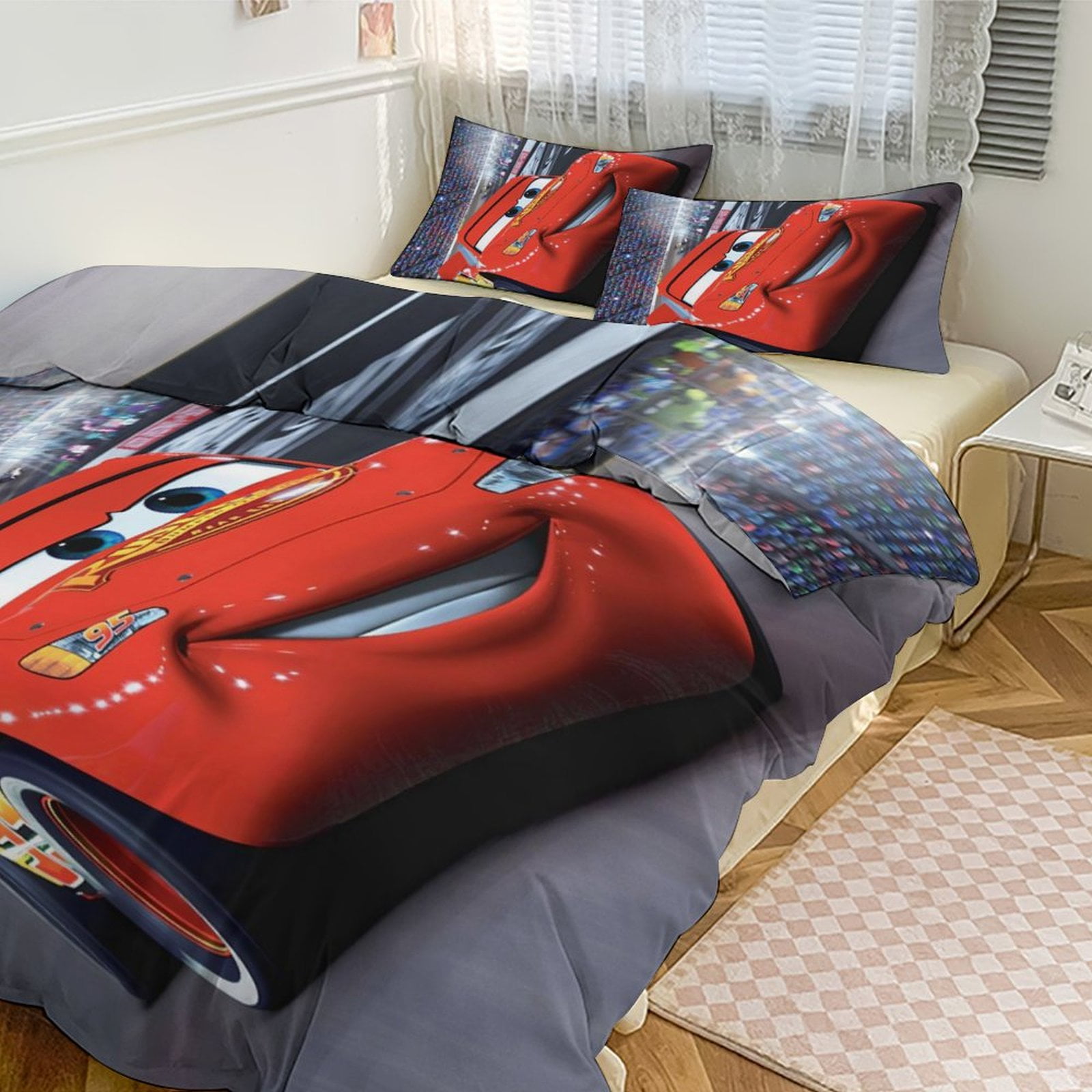 Cars Lightning McQueen Boys 3Piece Twin Bedding Set -1 Duvet Cover + 2 ...