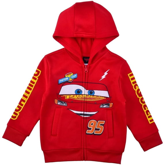Disney Cars Lightning McQueen Long Sleeve Fleece Zip-Up Hoodie (Boys), Sizes 2T-10