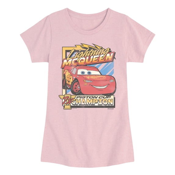 Cars - Lightning McQueen Champion - Youth Girls Fitted Short Sleeve T-Shirt
