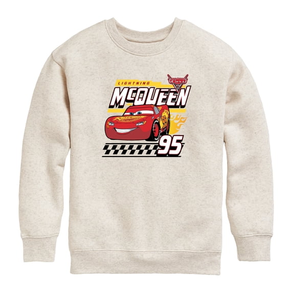 Cars - Lightning McQueen Decal - Toddler Boys Fleece Crew Sweatshirt