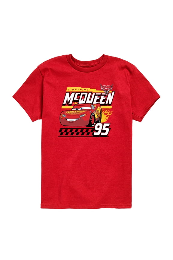 Cars - Lightning McQueen Decal - Toddler Boys Short Sleeve Graphic T-Shirt