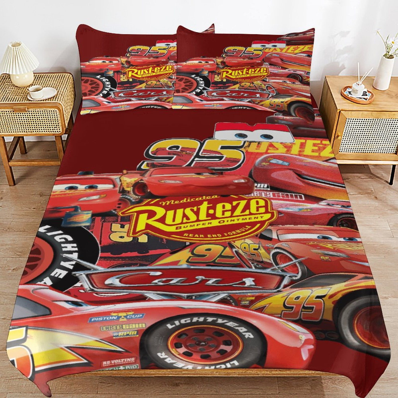 Cars Lightning McQueen Duvet Cover Set, Soft Cozy Quilt Cover Bedding ...