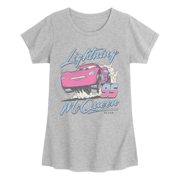 Cars - Lightning McQueen Motorcross Girls' Fitted Short Sleeve Graphic T-Shirt