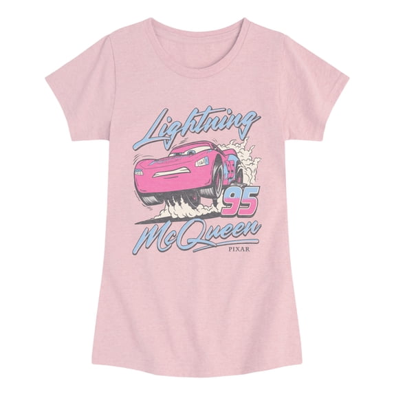 Cars - Lightning McQueen Motorcross Girls' Fitted Short Sleeve Graphic T-Shirt