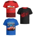 thumbnail image 1 of Disney Pixar Cars Lightning McQueen Graphic T-Shirts for Toddlers and Kids, Red/Black/Blue, 3 Pack, 1 of 6