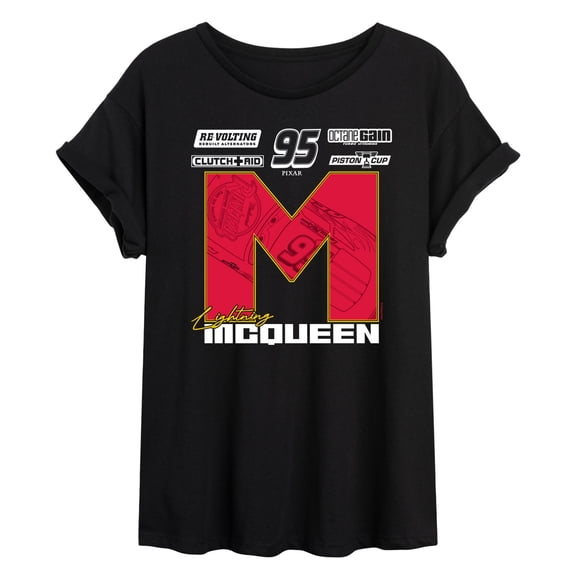 Cars - Lightning McQueen Race Jersey - Juniors Oversized Graphic T-Shirt