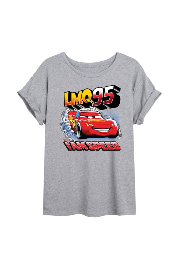Cars - Lightning McQueen Retro - Juniors Oversized Graphic T-Shirt