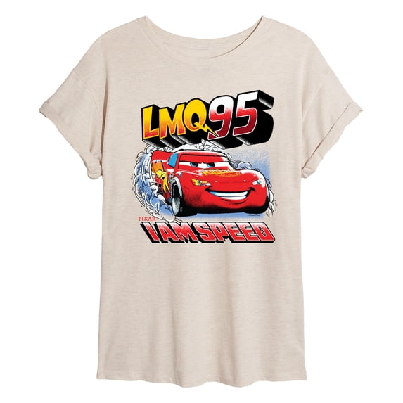 Cars - Lightning McQueen Retro - Juniors Oversized Graphic T-Shirt