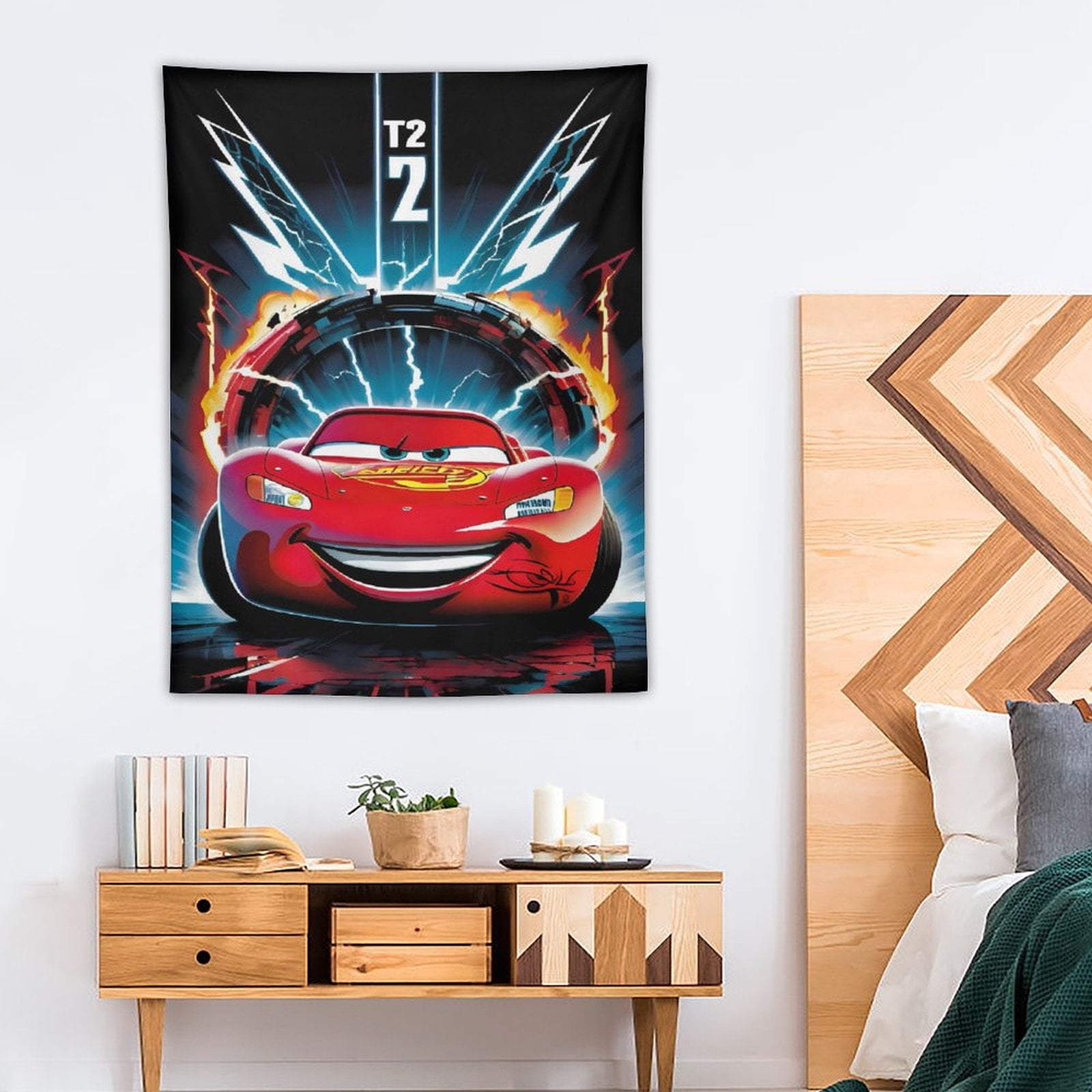 Cars Lightning McQueen Tapestry Bedroom Indie Vertical Tapestry Wall Hanging for Living Room ...