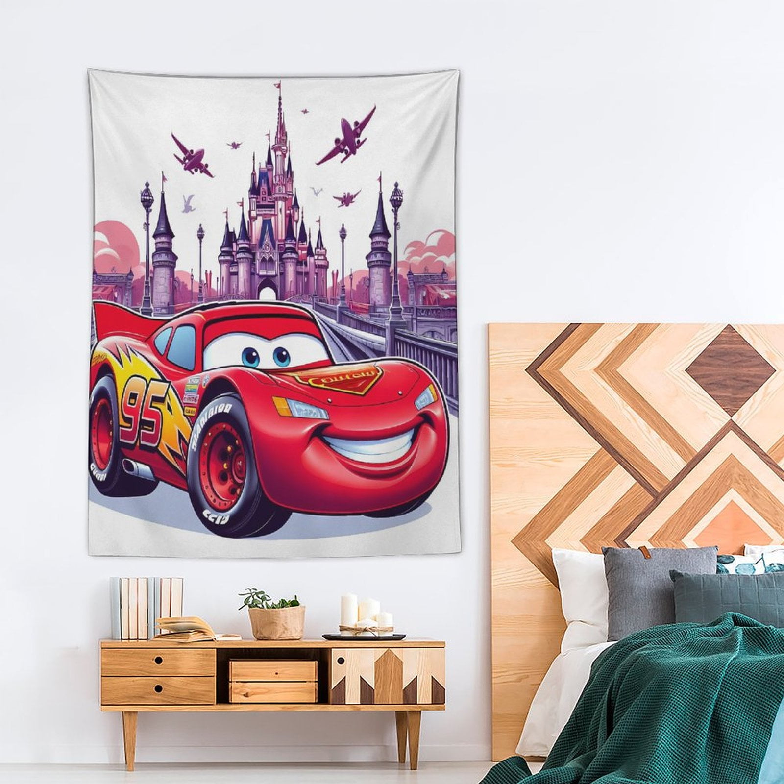 Cars Lightning McQueen Tapestry Bedroom Indie Vertical Tapestry Wall Hanging for Living Room ...