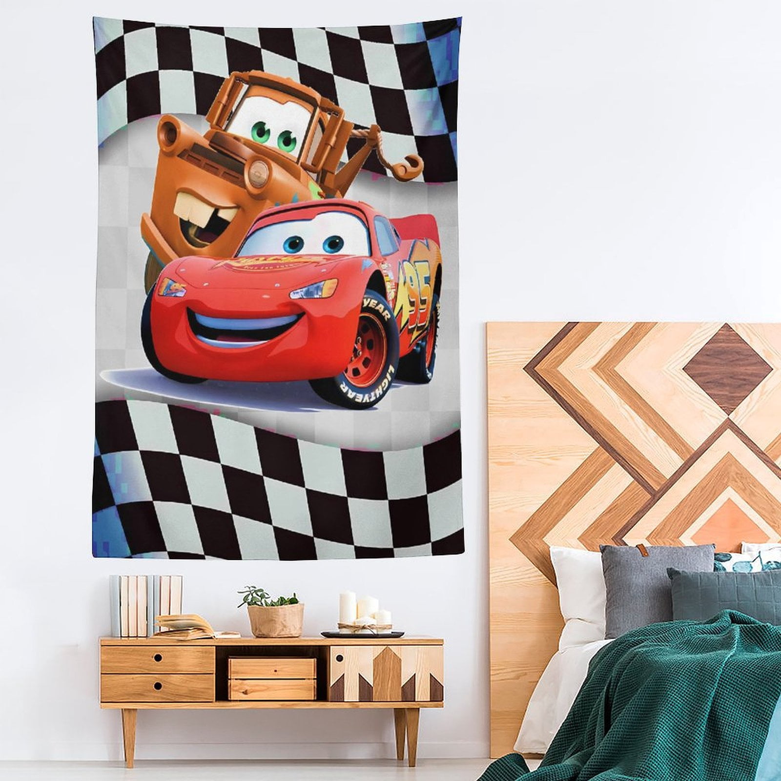 Cars Lightning McQueen Tapestry Bedroom Indie Vertical Tapestry Wall ...
