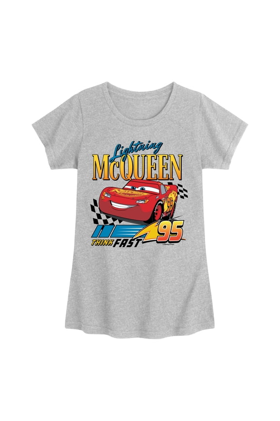 Cars - Lightning McQueen Think Fast - Youth Girls Fitted Short Sleeve T-Shirt