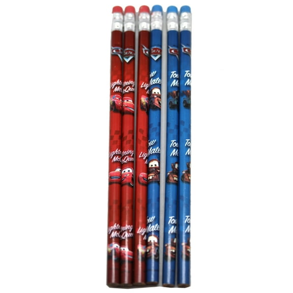 Cars Lightning McQueena and Mater Blu/Red Wood Pencil Set (12 Pencils)