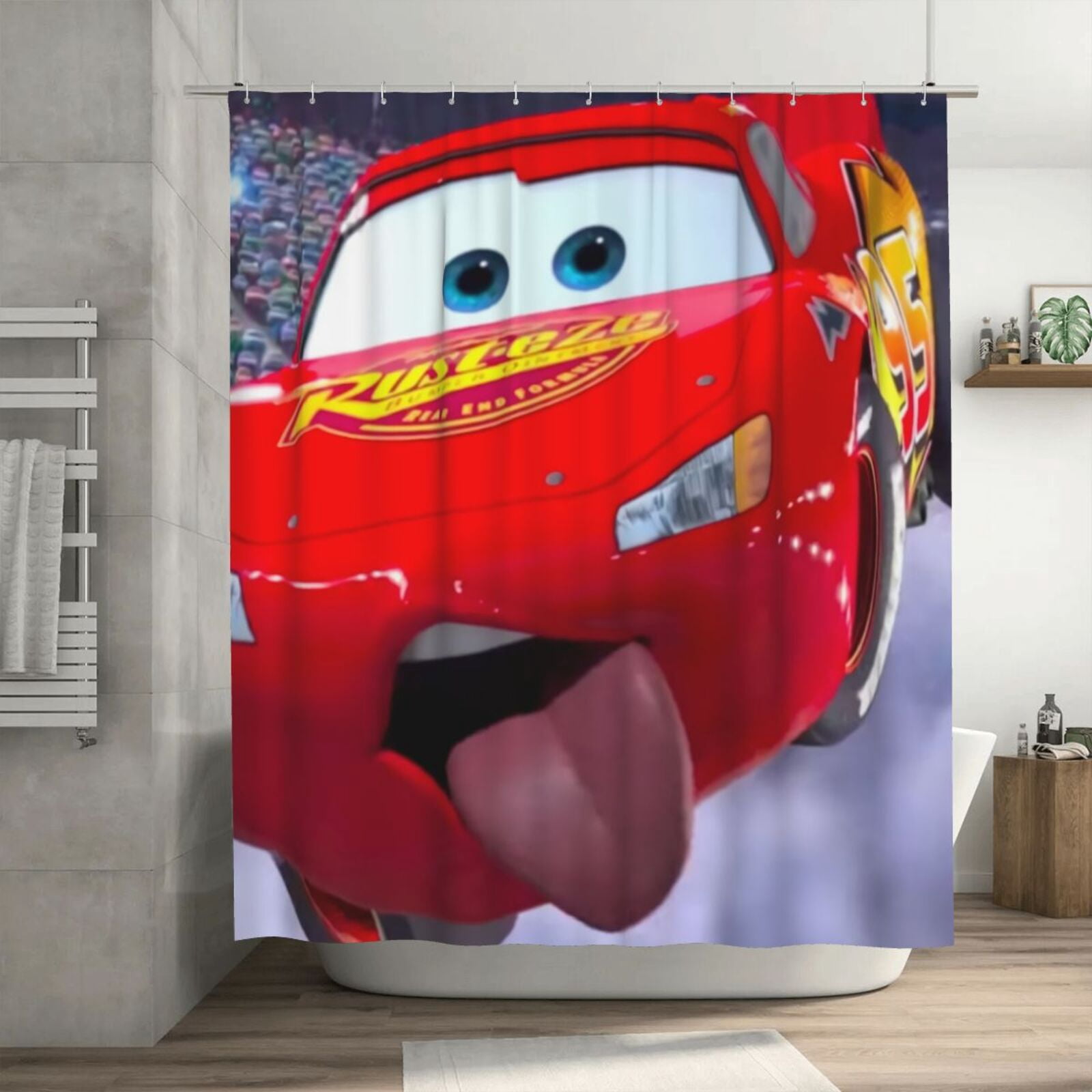 Cars Lightning Mcqueen Shower Curtain 72x72 Inches Waterproof Bathing