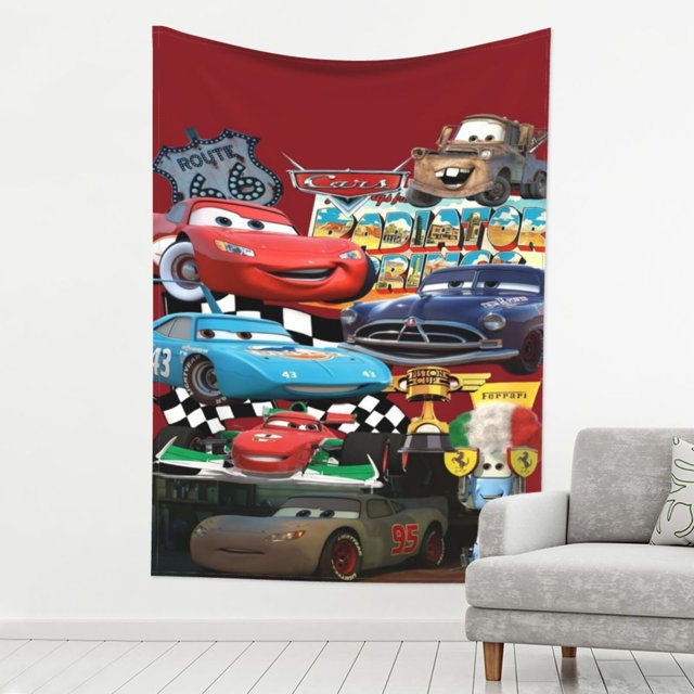 Cars Lightning Mcqueen Tapestry Bedroom Aesthetic Wall Hanging Colorful