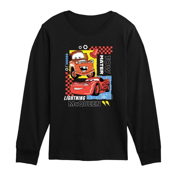 Cars - Mater McQueen Grid - Toddler Boys Long Sleeve Graphic T-Shirt