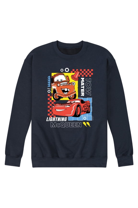 Cars - Mater Mcqueen Grid - Men's Crew Neck Fleece Pullover