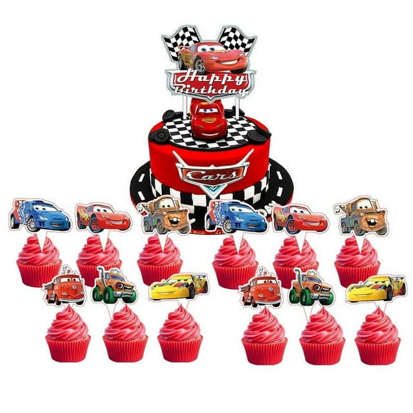 Cars McQueen Cake Topper Cupcake Set Party Supplies Decoration Birthday Decor Kit