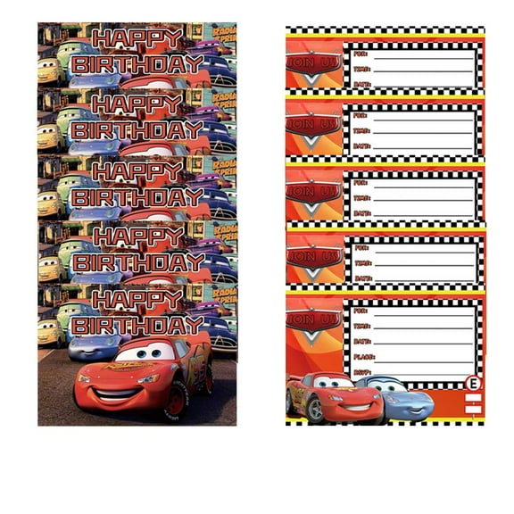 Cars McQueen Invite Invitations Cards Stock Bulk Birthday Fill-in Party Supplies Decorations