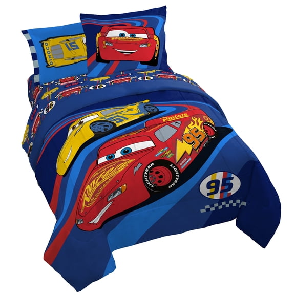 Cars McQueen and Dinco 7 Piece Full Size Comforter Set with Shams