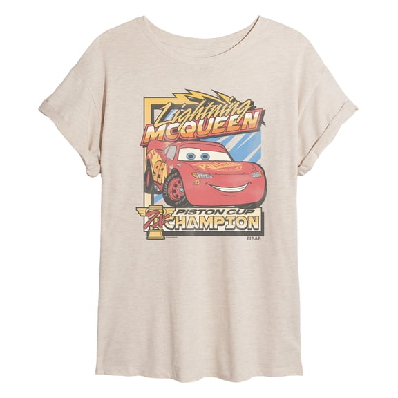 Cars - Mcqueen Champion - Juniors Oversized Graphic T-Shirt