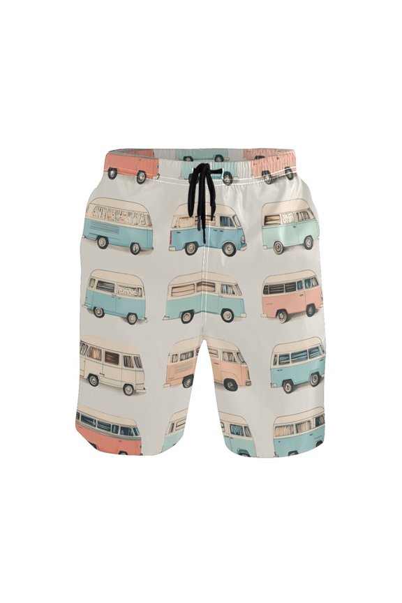 Cars Medium Size Men's Quick Dry Beach Shorts with Mesh Lining, Lightweight