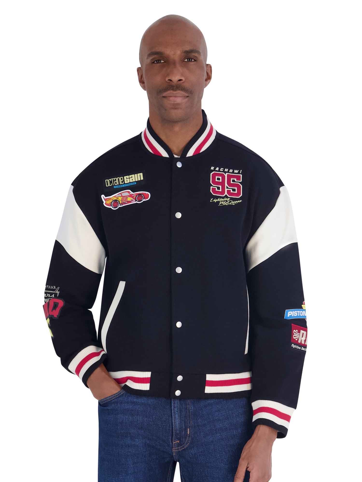 Disney Pixar Cars Mens Bomber Jacket, Lightning McQueen, Sizes XS-3XL