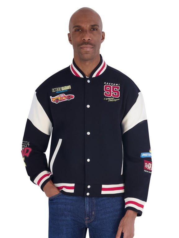 Disney Pixar Cars Mens Bomber Jacket, Lightning McQueen, Sizes XS-3XL