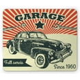 thumbnail image 1 of Cars Mouse Pad, Retro Car and Garage Advertising Poster Style Picture with Grunge Effects 1960s, Rectangle Non-Slip Rubber Mousepad, Emerald Orange, by Ambesonne, 1 of 2