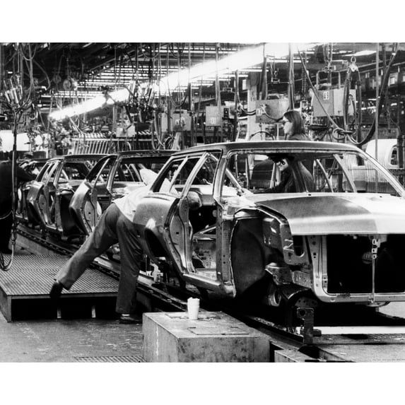 Cars Move Along The Assembly Line At The Ford Plant In Metuchen History (36 x 24)