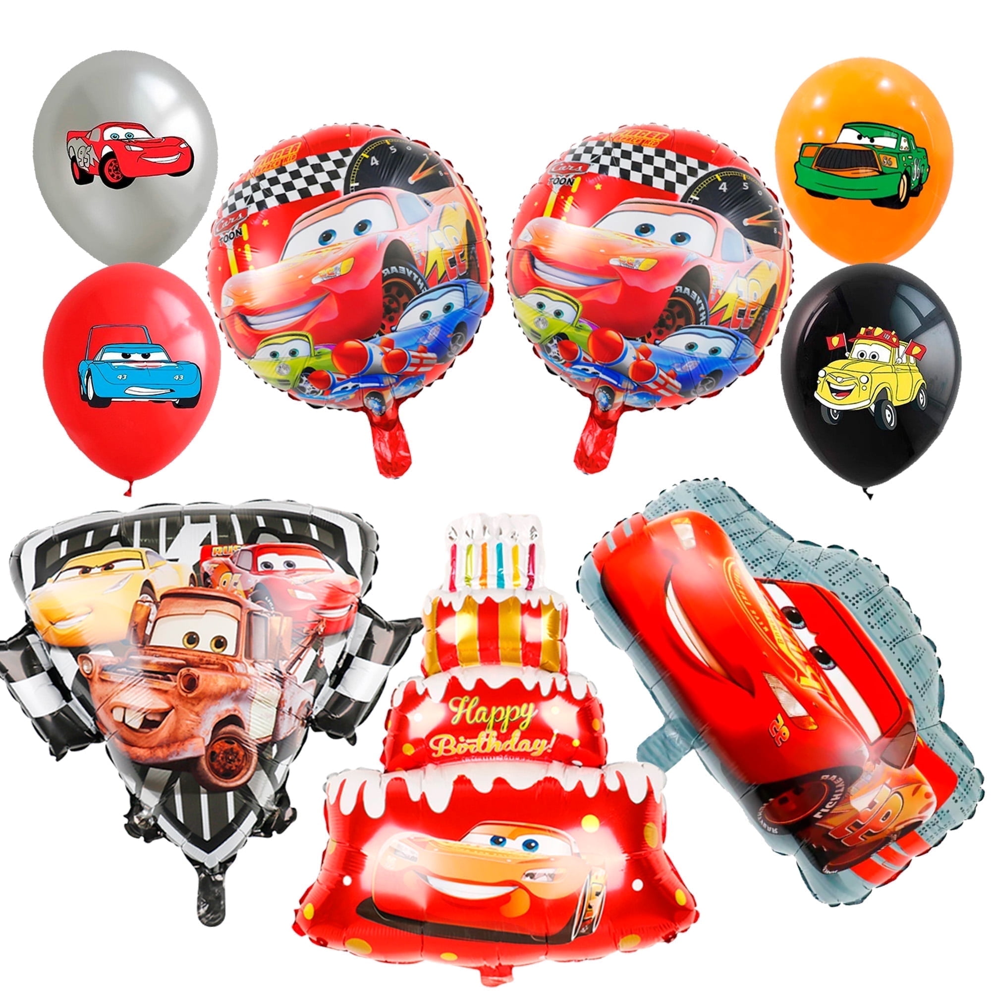 Auto Ballons Set - 6 Große Folienballons In Fahrzeugformen Für Kindergeburtstage