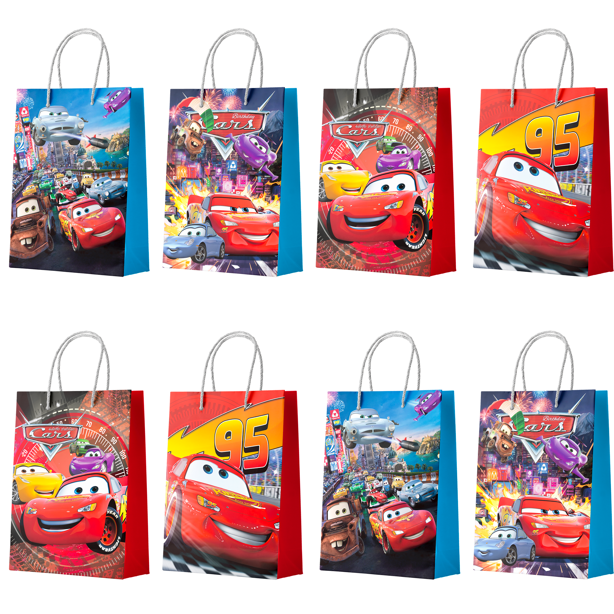 Cars Party Favor Bags - 16 Pcs Lightning McQueen Themed Goodie Bags for Kids Birthday Party Supplies, Cars Movie Themed Decorations, Party Favors for Boys/Girls
