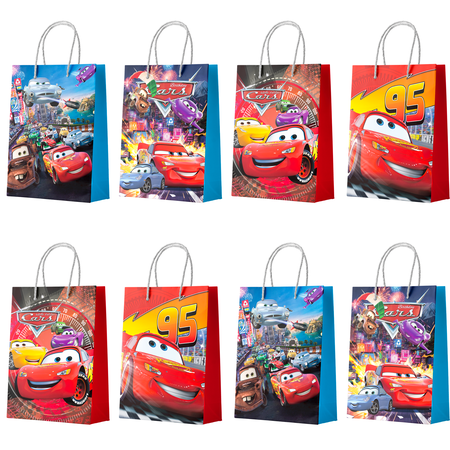 Cars Party Favor Bags - 16 Pcs Lightning McQueen Themed Goodie Bags for Kids Birthday Party Supplies, Cars Movie Themed Decorations, Party Favors for Boys/Girls