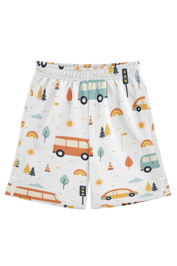 Cars Pattern Design Athletic Shorts Breathable with Comfort Fit Drawstring Casual Sweatshorts Small