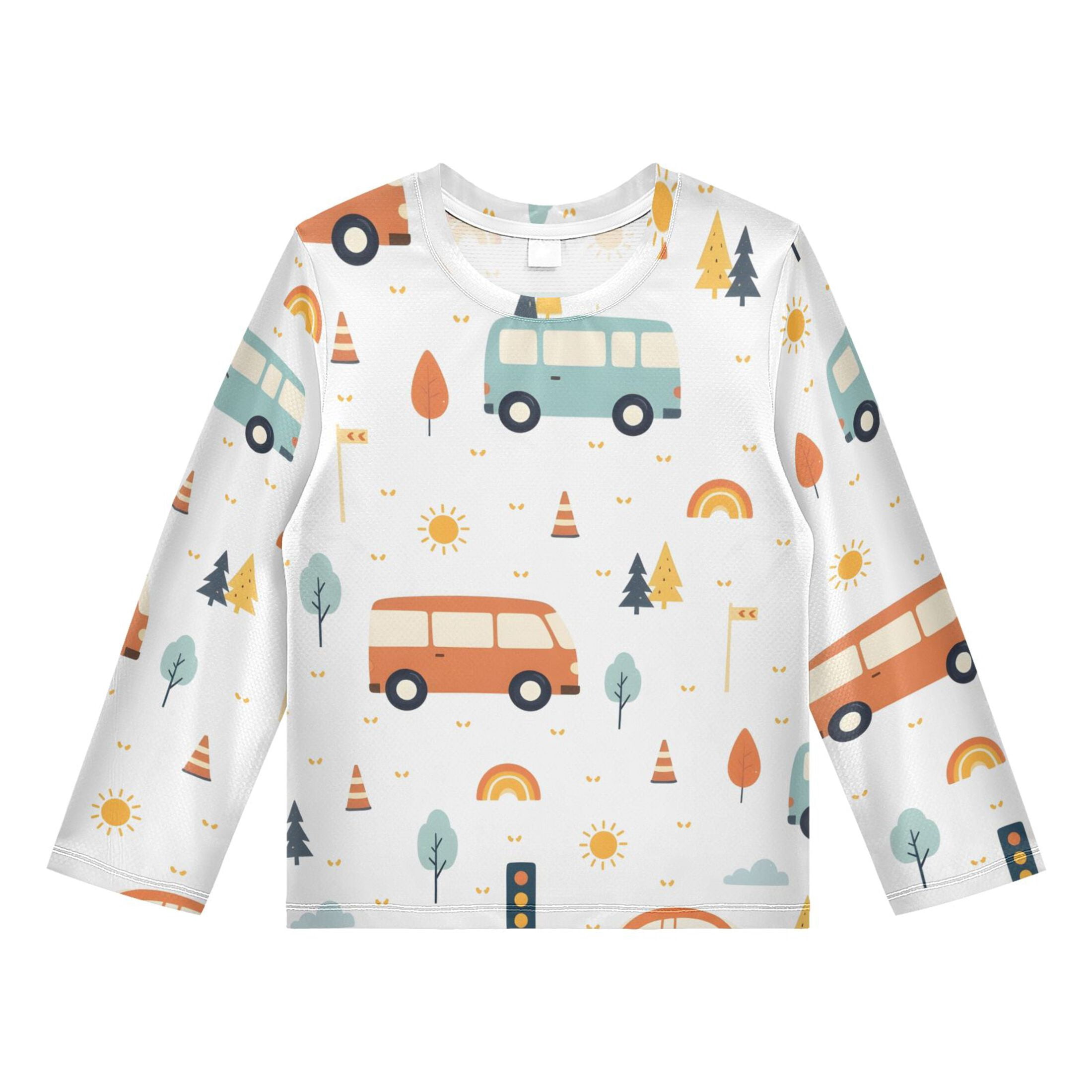 Cars Pattern Design Boys' Rash Guard Shirts UPF 50 Plus Sun Protection ...