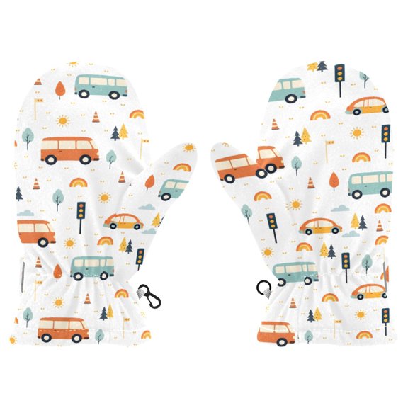 Cars Pattern Design Cold Weather Mittens Cozy Gloves with Adjustable Fit Perfect for Outdoor Fun
