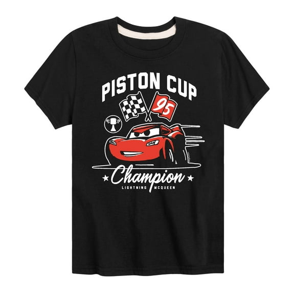 Cars - Piston Cup Champion McQueen - Youth Boys Short Sleeve Graphic T-Shirt