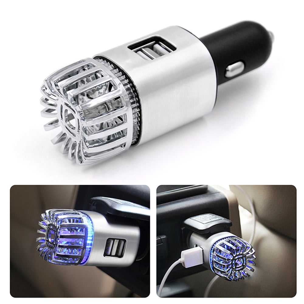Cars Purifier - 1.38"x1.38"x4.13" Ionic 2-in-1 Cleaner with 2.1A USB Charger, 5.6M Negative Ions for Odor Smoked Removal and Cabin Freshness
