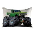 thumbnail image 1 of Cars Quilted Pillowcover, Giant Monster Pickup Truck Large Tires and Suspension Extreme Biggest Wheel Print, Standard King Size Accent Pillow Cover for Bedroom, 36" x 20", Green Grey, by Ambesonne, 1 of 2