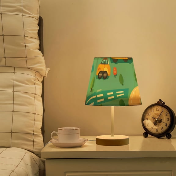 Cars Road Trees Lakes LED Desk Lamp Table Lamp USB Bedside Nightstand Small Lamp for Bedroom Living Room Kids Room