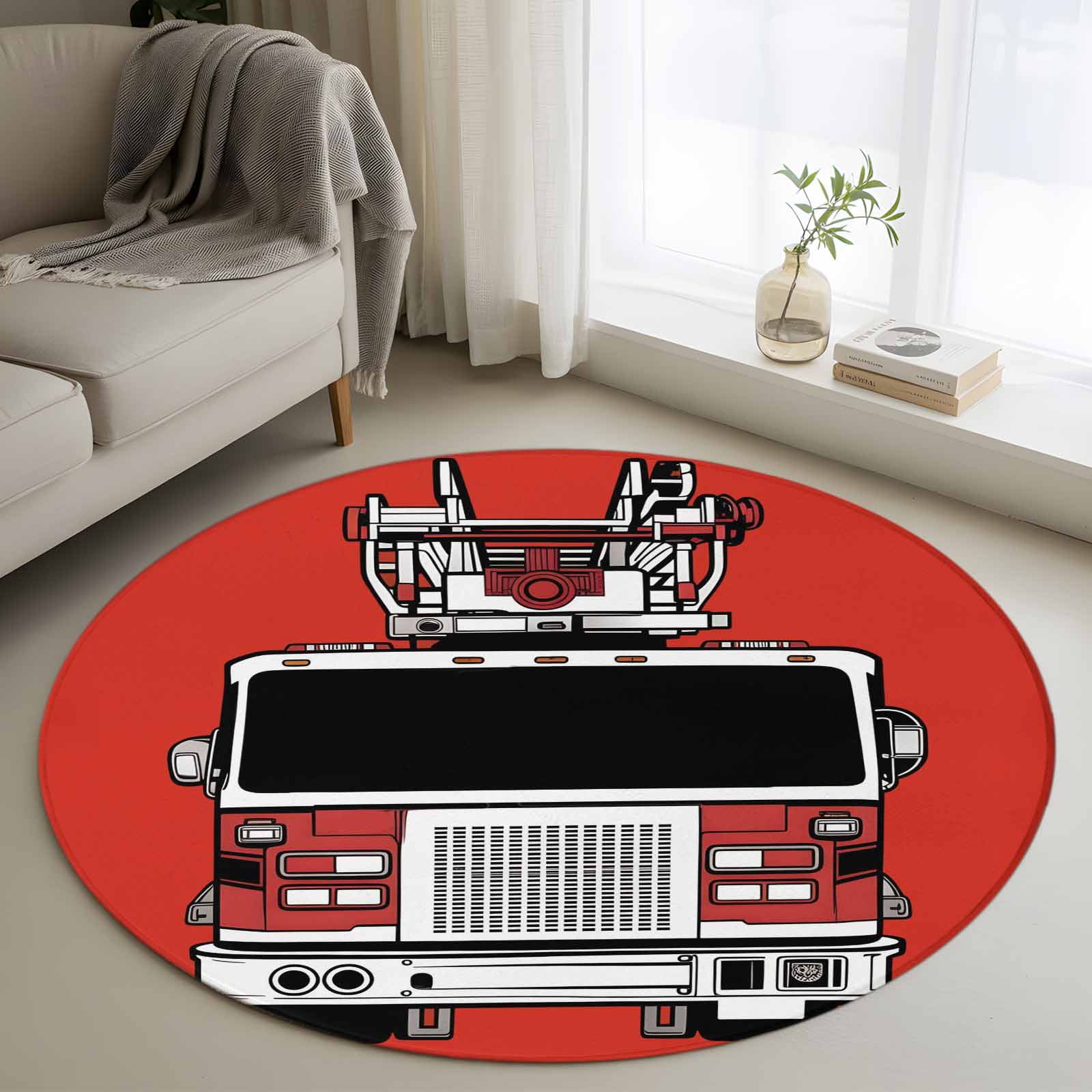 Cars Round Area Rug 4Ft Washable Circle Rugs for Bedroom Dining Room ...