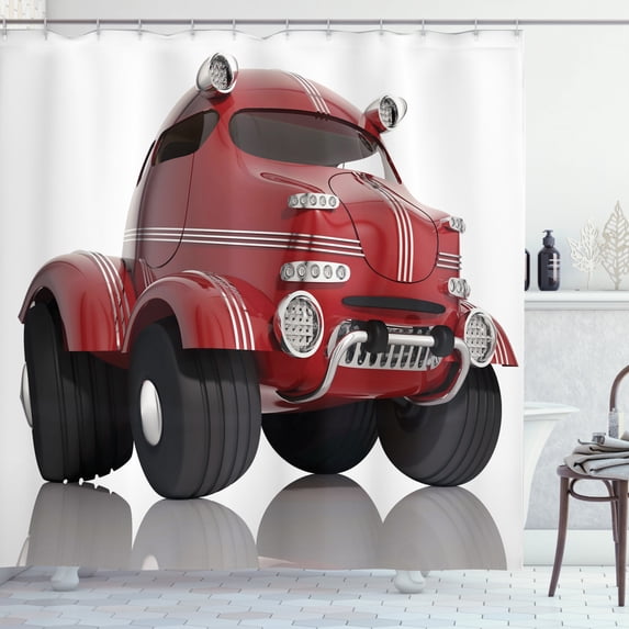 Ambesonne Cars Shower Curtain, Realistic Design, 69"Wx84"L, Charcoal Grey Dried Rose
