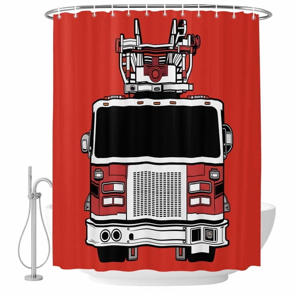 Cars Shower Curtain, Waterproof Shower Curtains for Bathroom, Red Cartoon Funny Simple Truck Silhouettes Art Washable Fabric Bathtub Curtain Set Bath Decor with 12 Hooks 72"x78"