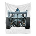 thumbnail image 1 of Cars Soft Flannel Fleece Blanket, Back View of a Formula Race Car Rally Competition Sports Cartoon Style, Cozy Plush for Indoor and Outdoor Use, 50" x 60", Bluegrey White and Black, by Ambesonne, 1 of 6