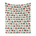 thumbnail image 1 of Cars Soft Flannel Fleece Blanket, Cheerful Baby Boy Play Things in Kids Doodle Style with Many Different Vehicles, Cozy Plush for Indoor and Outdoor Use, 50" x 60", Teal Scarlet Tan, by Ambesonne, 1 of 5