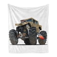 thumbnail image 1 of Cars Soft Flannel Fleece Blanket, Extremely Large Giant Monster Pickup Truck with Huge Oversized Tires Race Illustration, Cozy Plush for Indoor and Outdoor Use, 70" x 90", Multicolor, by Ambesonne, 1 of 5