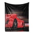 thumbnail image 1 of Cars Soft Flannel Fleece Blanket, Rear View of a Futuristic Sports Car Motion Power Transportation Vehicle Sublime Theme, Cozy Plush for Indoor and Outdoor Use, 60" x 80", Red Black, by Ambesonne, 1 of 5