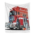 thumbnail image 1 of Cars Soft Flannel Fleece Throw Blanket, Big Truck Emergency Equipments Universal Safety Rescue Team Engine Cartoon, Cozy Plush for Indoor and Outdoor Use, 70" x 90", Grey Red, by Ambesonne, 1 of 5