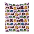 thumbnail image 1 of Cars Soft Flannel Fleece Throw Blanket, Cartoon Style Vehicles Double Deckers Vans Roadsters Childish Baby Boy Design, Cozy Plush for Indoor and Outdoor Use, 60" x 80", Multicolor, by Ambesonne, 1 of 5